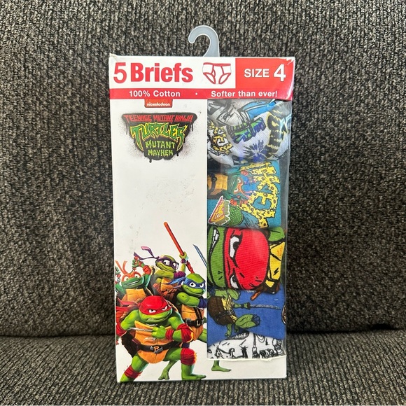 NEW! boys ninja turtles 5 briefs pack size 4 - Picture 1 of 2